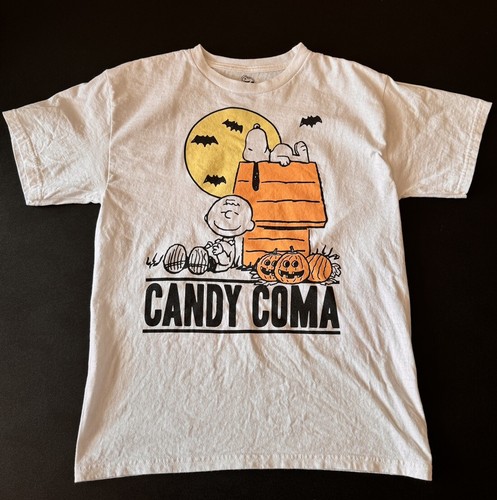 Peanuts Candy Coma Shirt Youth L / Adult XS/S Halloween Snoopy Charlie Brown - Picture 1 of 11