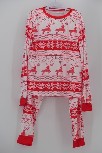 Pyjama Weihnachts Elch Hausanzug Schlafanzug Unisex Gr.M Weiß/Rot NEU - Bild 3 von 6