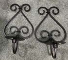 Pair Of Decorative 14" Tall X 8.25” Wide Black Metal Candle Sconces Shabby Chic