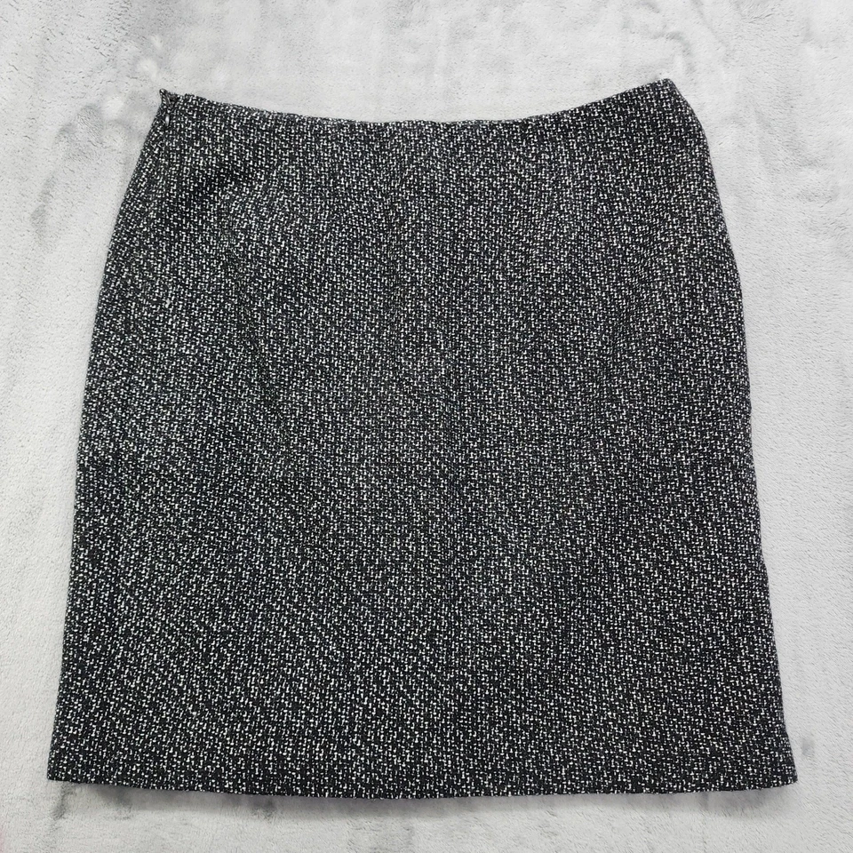 Falda Jones Wear Talla 12 Negra Blanca Tweed Lápiz Lateral Cremallera Forrada Oficina Carrera Foto 3 de 4