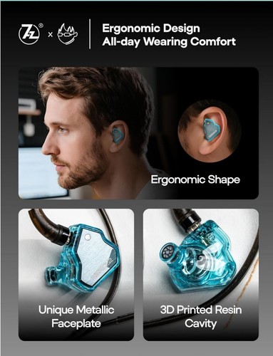 Linsoul 7Hz x Crinacle Zero2 in Ear Monitor Updated 10mm Dynamic Driver IEM W... - Zdjęcie 4 z 10