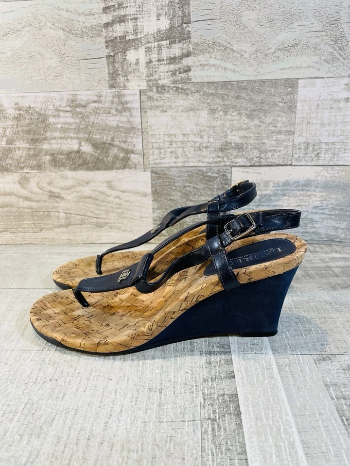 Sandalias de cuña de corcho Lauren Ralph Lauren Naris con hebilla correa en T tanga talla 8 B Foto 3 de 4