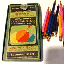 VINTAGE Eberhard Faber Mongol No 741 pencil Box w Pencils