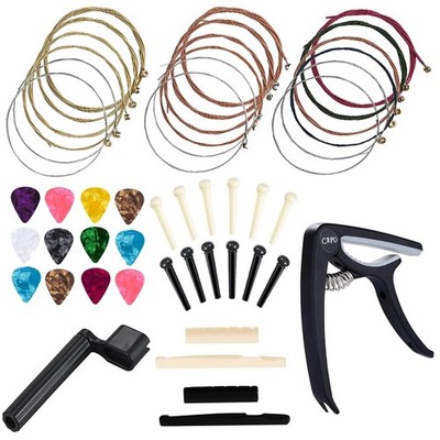 Guitar Accessories Kit - Strings, Picks, Capo, Winder, Pins