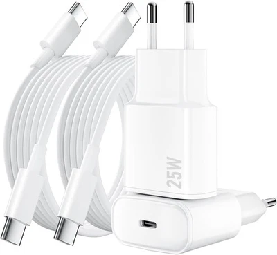2er Pack 25W USB C Ladegerät Schnelllade Ladekabel für iPhone Samsung Xiaomi - Bild 1 von 4