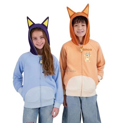 Bluey Bingo Boys Girls Hoodie Jacket Size 4-12 Costume Halloween Zip Sweatshirt