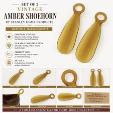 Vintage Stanley Home Products Amber Shoehorn Set of 2 Mid Century Made in USA