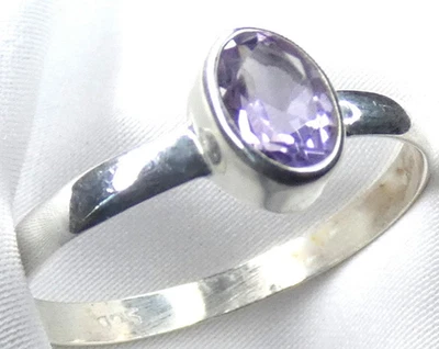 💜 Amethyst Ring 925 Silber facettiert schlicht edel Unikat Gr. 68 (21,6) 💜 - Bild 1 von 4