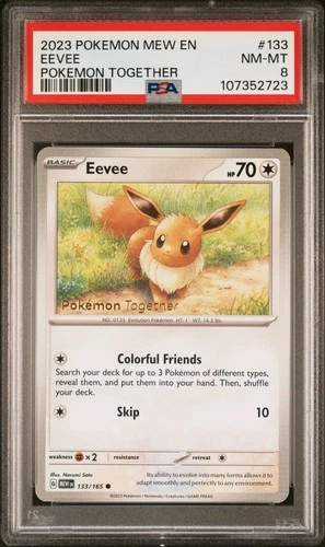 2023 POKEMON MEW EN-151 POKEMON TOGETHER #133 EEVEE PSA 8