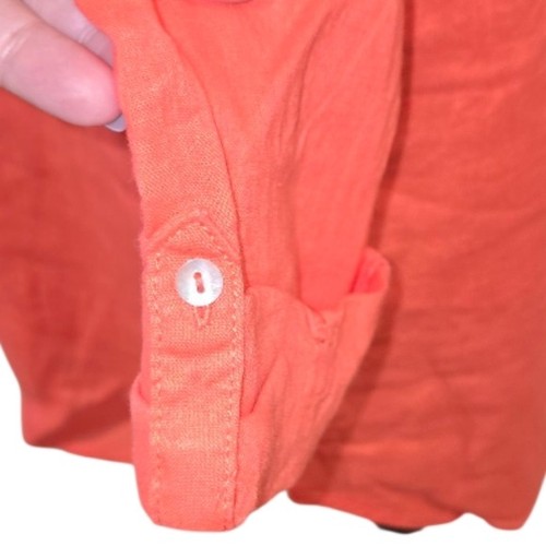 Sigrid Olsen 100% Linen Vibrant Coral Button-Down Shirt Tunic Size Large New - Picture 4 of 9