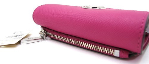 NUEVO MICHAEL KORS GREENWICH Sobre Triple Plegable Cuero Saffanio Cartera Fucsia Profundo - Imagen 5 de 8