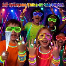 260PCS Glow in the Dark Party Supplies for Kids Adults, Light up Party Favors w