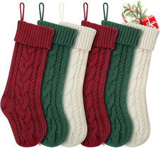Christmas Stockings, 18 Inches Knit Christmas Stockings Xmas Hanging Stockings f