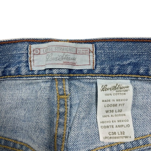 Signature by Levi Strauss | Blue Denim Loose Straight Jeans | Men's Size 36x32 - Picture 7 of 11