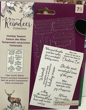 CRAFTERS COMPANION  THE REINDEER COLLECTION  7 phrases cling Stamp set only- new
