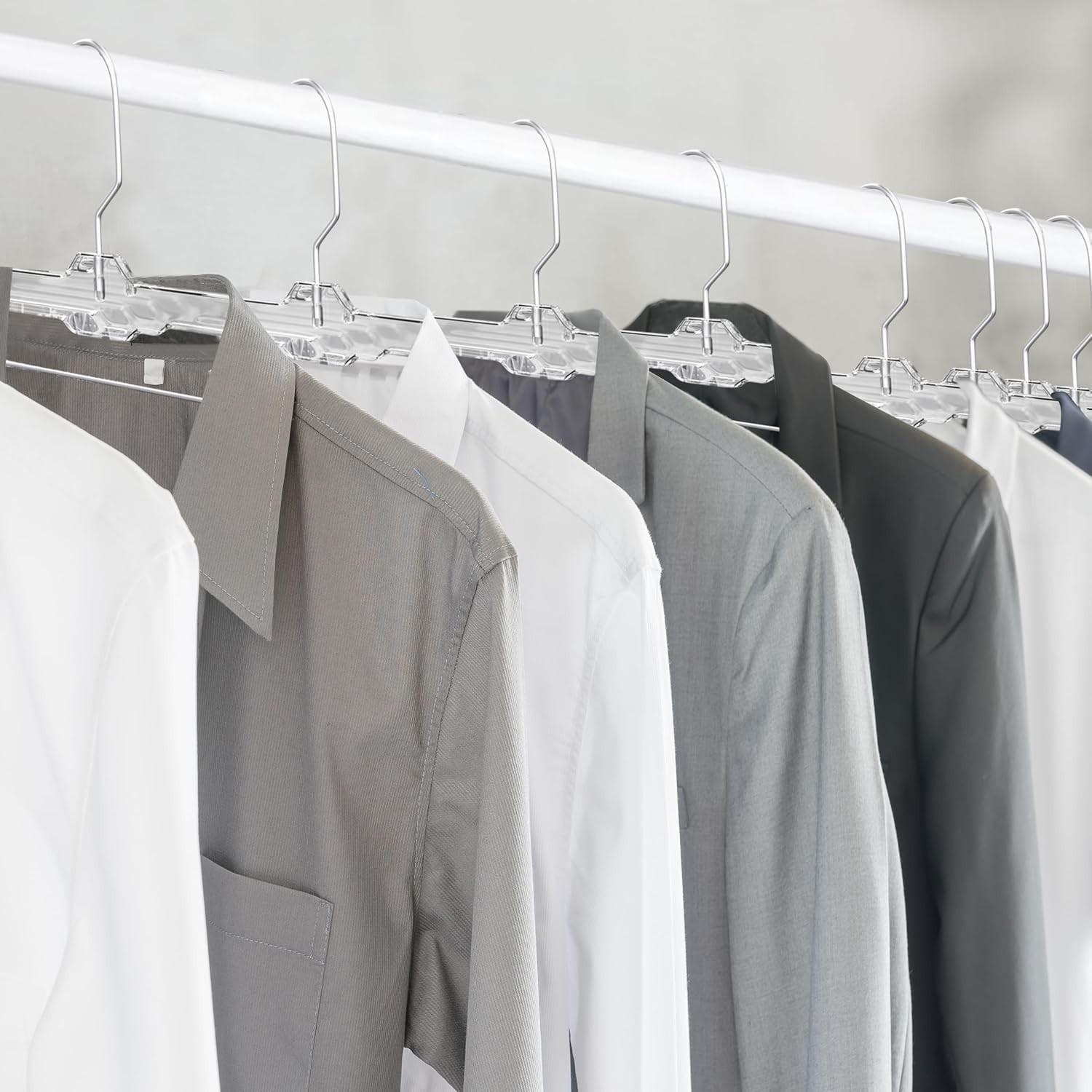 Clear Plastic Hangers 12 Pieces 14" NoSlip Closet Organize 360° Hook Clips Clear