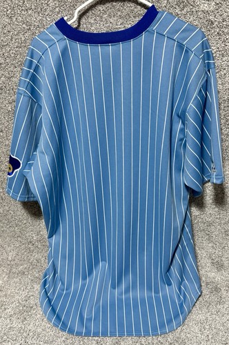 Camiseta deportiva retro Cooperstown vintage majestic de los Chicago Cubs a rayas para hombre talla 2XL - Imagen 7 de 7