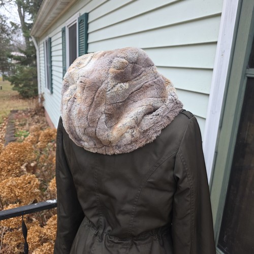 London Fog Parka Jacket Double Zipper Drawstring Waist Size M Army Green Fur  - Picture 7 of 15