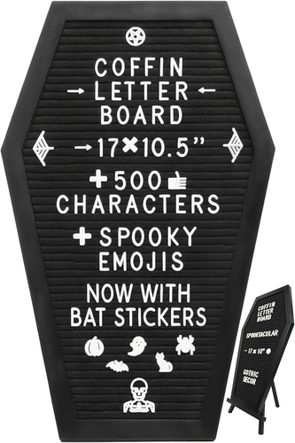 Coffin Letter Board Black +3D Bat Stickers +650 Characters, Spooky & Seasonal Em - Picture 11 of 12