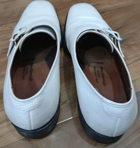 ZAPATOS FORMALES DE VESTIR BLANCOS ALLEN EDMONDS MIAMI TALLA 9.5 OSTENDO TACÓN ACOLCHADO - Imagen 4 de 10