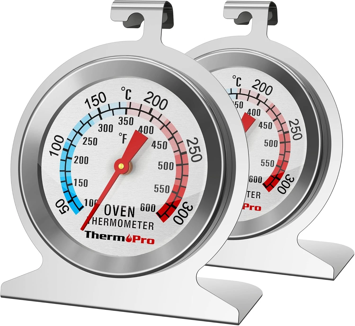 ThermoPro 2-Pack Oven Thermometer 50-300°C/100-600°F Analog Silver BBQ