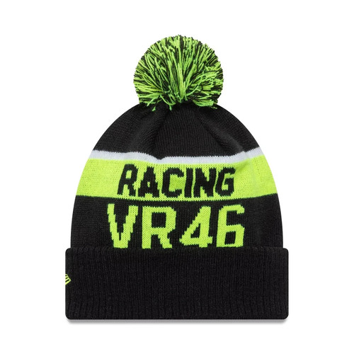 VR46 Valentino Rossi Official New Era Vale Bobble Cuff Beanie Hat Pom Black - Bild 2 von 2