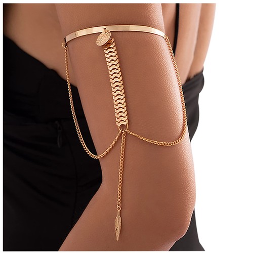 Summer Beach Arm Bracelet Upper Arm Cuff Adjustable Sequin Tassels Arm Band Meta - Picture 1 of 7