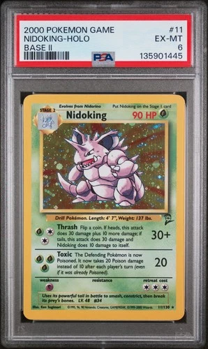 2000 POKEMON BASE SET 2 #11 NIDOKING-HOLO PSA 6