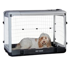 Pet Gear The Other Door 4 Door Steel Dog Pet Crate Cage Removable Tray 36" Grey