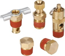 Hromee 5 Piece 1/4 Inch Compressor Air Tank Port Fittings Drain Valve 