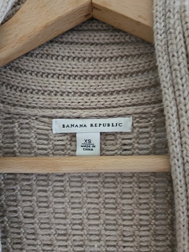 Banana Republic Womens Open Cardigan Brown Tan Chunky Short Sleeve Wool Sz XS - Picture 3 of 5