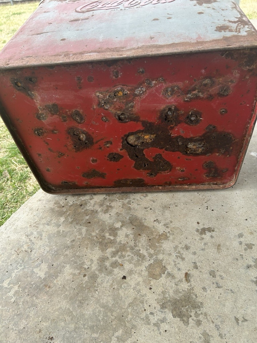 Coca-Cola Metal Cooler Red Silver with Tray Vintage | eBay