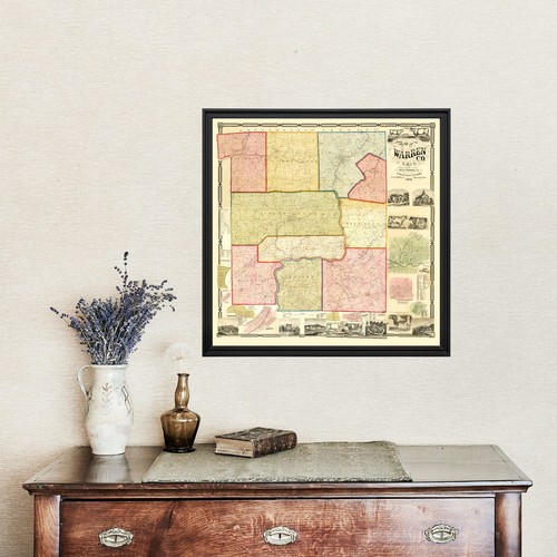 Old Map of Warren County, OH 1856 - Vintage Ohio Art - Picture 4 of 29