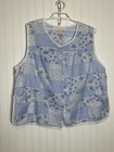 Moon Dance Cobbler Apron Womens 2XL Blue White Pearl Snap Smock With Pockets