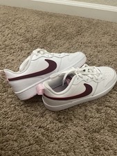 Size 5.5 GS Nike Court Borough 2 Low White Dark Beetroot