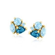 Ross-Simons 1.50 ct. t.w. Tonal Blue Topaz Earrings in 14kt Yellow Gold