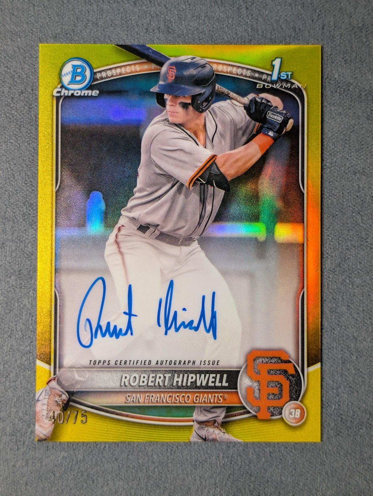 2025 Bowman Chrome Robert Hipwell Yellow Ref. Auto /75 CPA-RH GIANTS