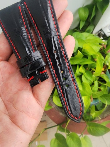 Size 28/16mm Black Genuine Exotic Leather Skin Watch Strap Band FOR Assioma - Picture 6 of 10