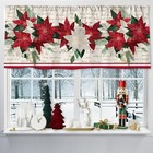 2Pcs Christmas Curtain Valance 54 x 18 Inch Poinsettia Flower Valance Curtain...