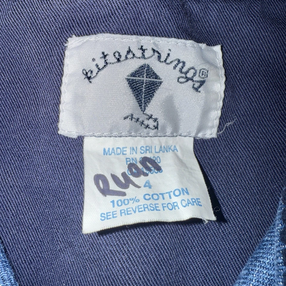 Vintage Kitestrings Kids Denim Chore Jacket Corduroy Collar Size 4 Navy Boys 90s - Image 3 of 4