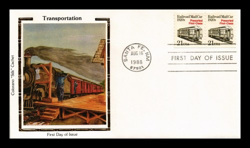 US COVER RAILROAD MAIL CAR TRANSPORTATION SERIES FDC COLORANO SILK CACHET