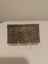 Vintage Brass Belt Buckle Guitar Design