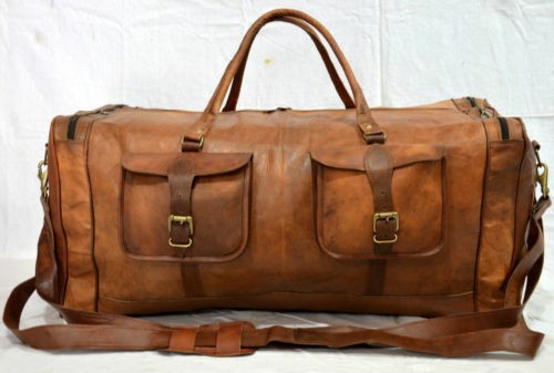 30" Men's Genuine Leather Luggage Gym Weekend Overnight Duffel Extra Large Bag - Picture 2 of 5