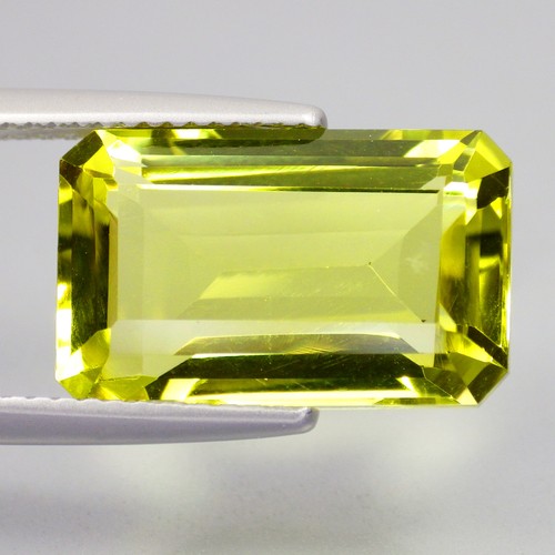 8.90 Ct Hilarious (16 x 9 mm) 100% Natural Rectangle Cut Green Gold Lemon Quartz - Picture 3 of 7