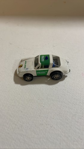 Vintage Porsche 911 Police Car Die-Cast Model White Green Polizei