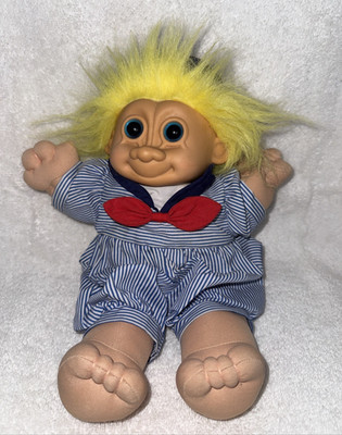 Vintage Russ Troll Kidz Skippy the Sailor Troll Doll Soft Plush Body Yellow Hair