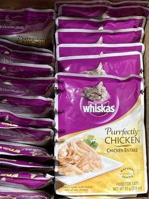 Pack of 23 WHISKAS PURRFECTLY Chicken Wet Cat Food Chicken Entree Flavor 3 Oz