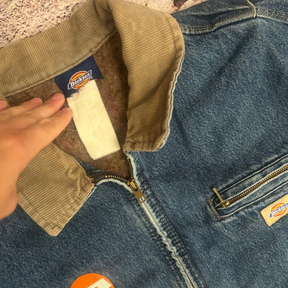 Jaqueta jeans vintage Dickies estilo Detroit cobertor forrado colarinho de veludo Workwea - Imagem 3 de 4