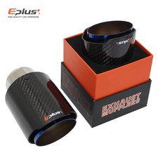 EPLUS Car Glossy Carbon Fiber Muffler Tip Exhaust System Pipe Mufflers Nozzle Un