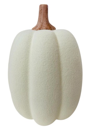 WHITE FLOCKED PUMPKIN 12” PLASTIC BLOW MOLD FALL HALLOWEEN INDOOR DECOR SEASONAL - Picture 5 of 11